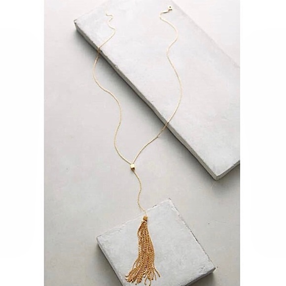 NEW Anthropologie 18k Gold Satya Cubed Lariat Necklace - Picture 11 of 11